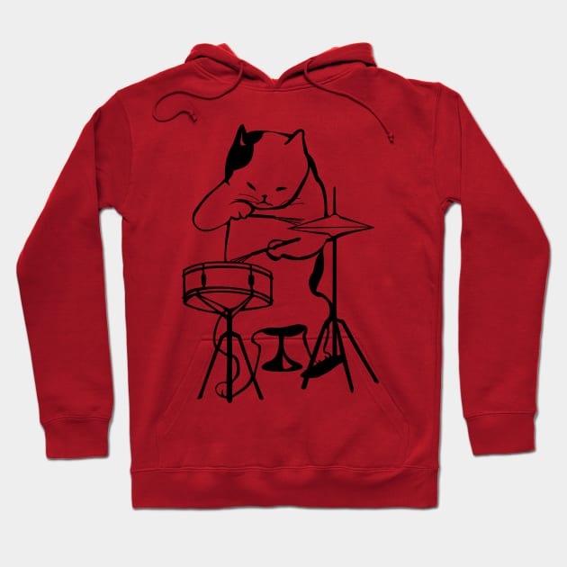 Cat Playing Drums Hoodie by Pablo_jkson